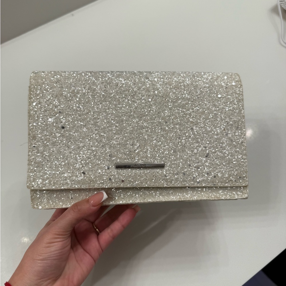 Aldo Silver Glitter Crossbody Bag